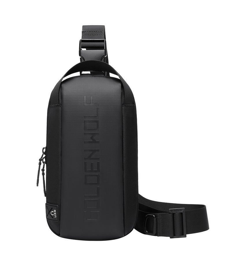 Golden Wolf Waterproof Crossbody Bag - Black Polyester - Image 1